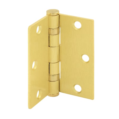 Prime-Line Door Hinge Commercial Smooth Pivot, 3-1/2 in. x 3-1/2 in. w/ Square Corners, Satin Brass 3 Pack U 1156263
